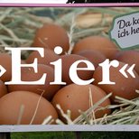 Sprachlandschaft: Werbeplakat Eier